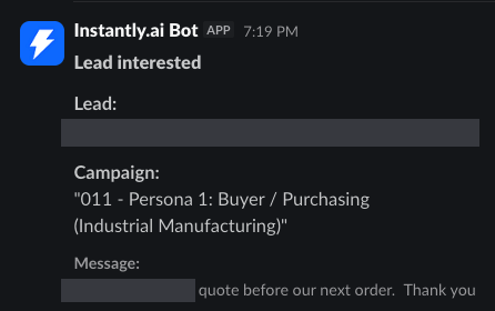 Lead interested — Buyer / Purchasing